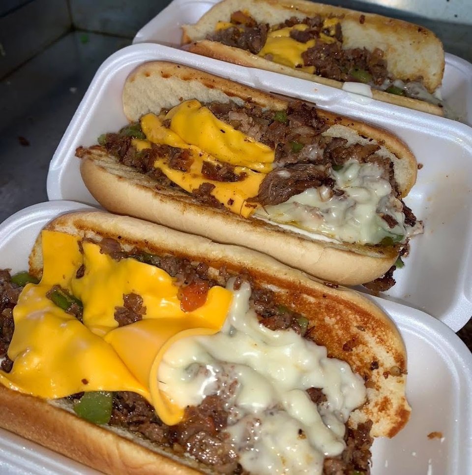 Drive-in menu featuring burgers and fries.